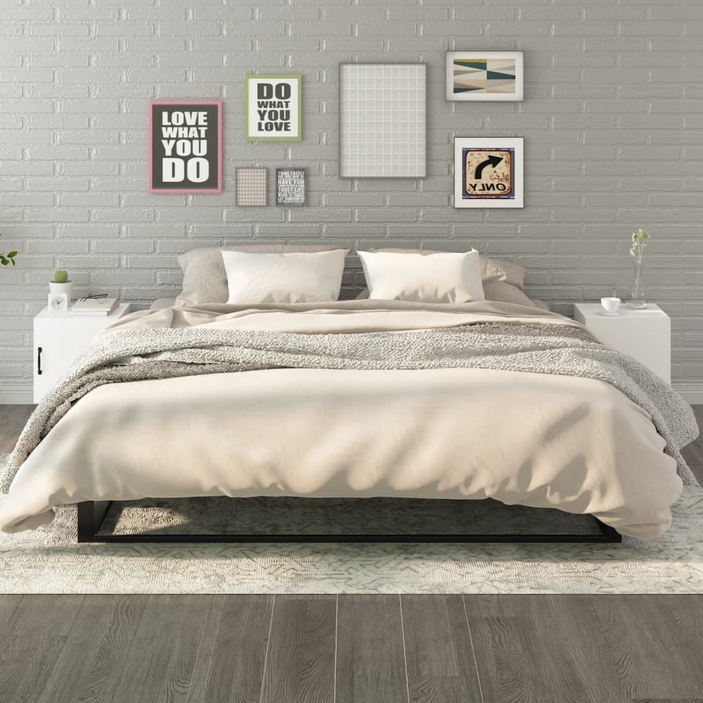 Comodini 2 pz Bianchi in Legno Multistrato 812061