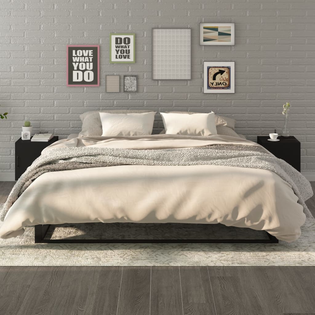 Comodini 2 pz Neri in Legno Multistrato cod mxl 31145