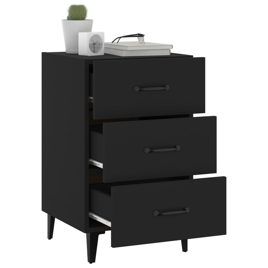 Comodino Nero 40x40x66 cm in Legno Multistrato cod mxl 31288