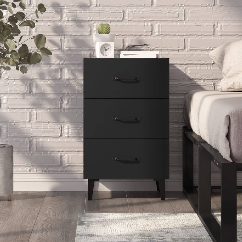 Comodino Nero 40x40x66 cm in Legno Multistrato cod mxl 31288