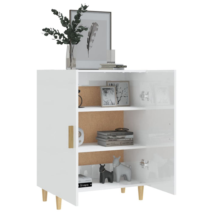 Credenza Bianco Lucido 70x34x90 cm in Legno Multistrato 812102