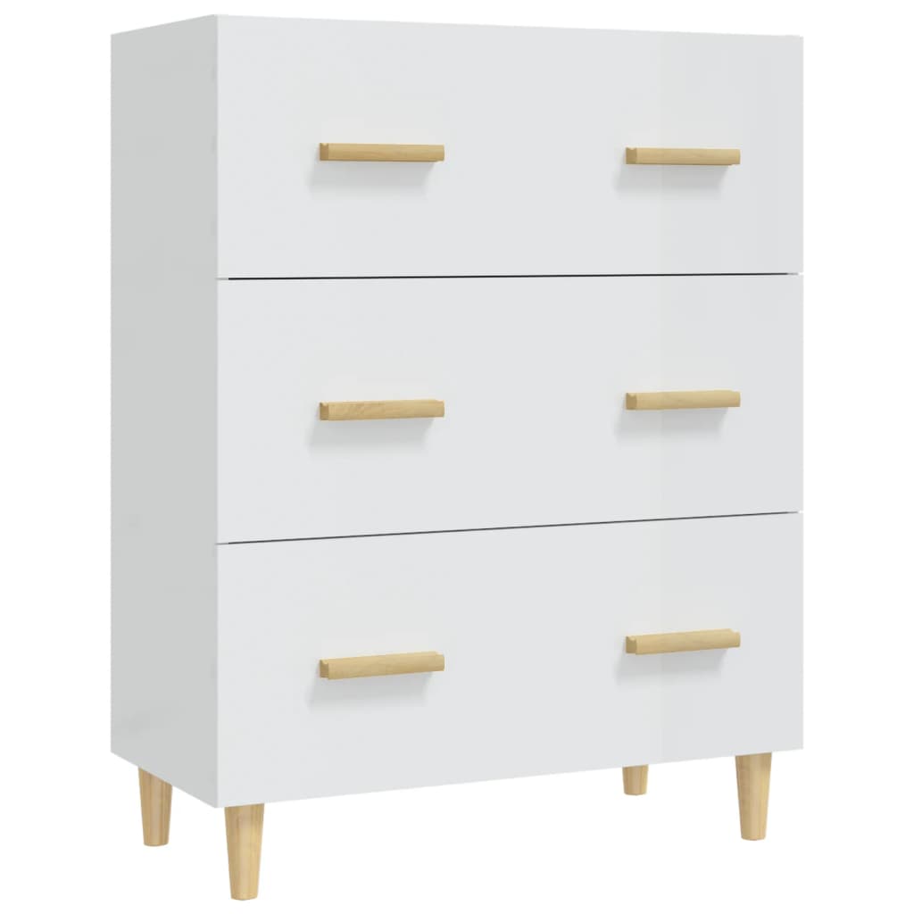 Credenza Bianco Lucido 70x34x90 cm in Legno Multistrato cod mxl 24337