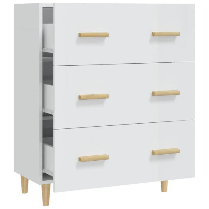 Credenza Bianco Lucido 70x34x90 cm in Legno Multistrato cod mxl 24337