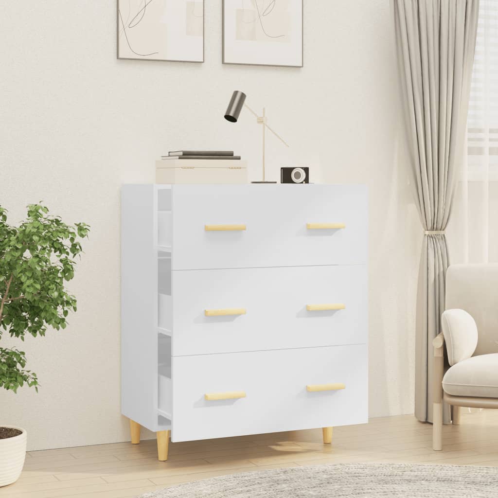 Credenza Bianco Lucido 70x34x90 cm in Legno Multistrato cod mxl 24337