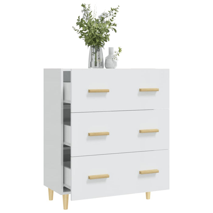 Credenza Bianco Lucido 70x34x90 cm in Legno Multistrato cod mxl 24337