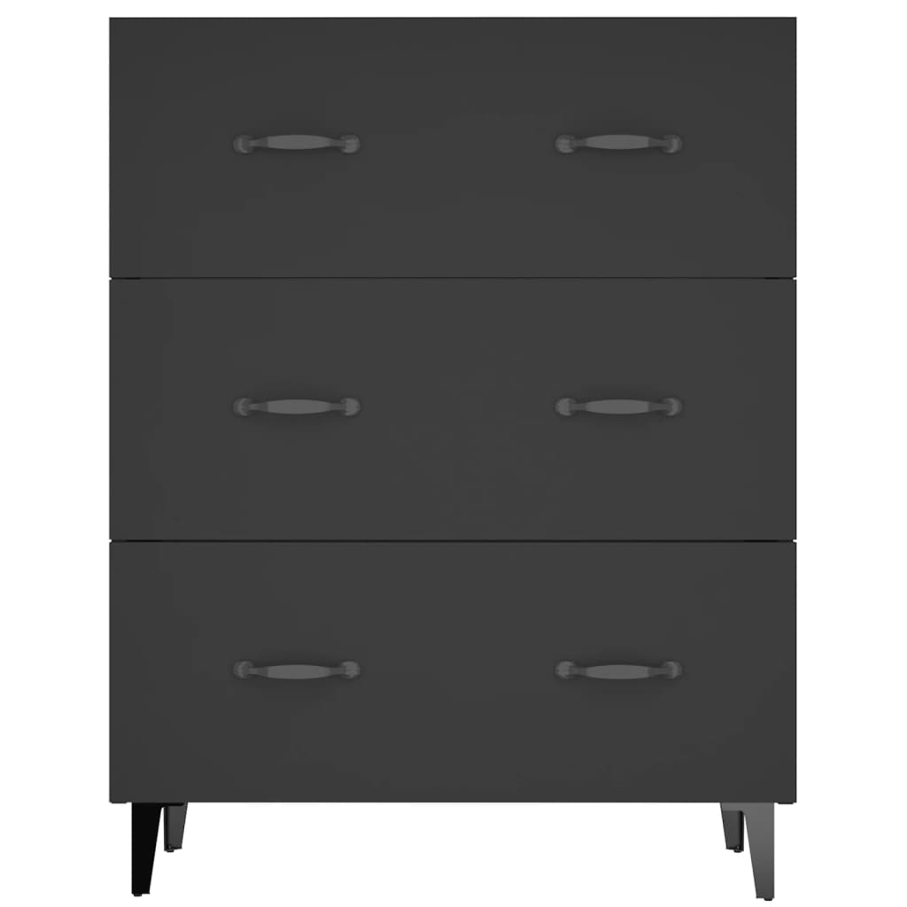 Credenza-Buffet-Armadio da cucina Nera 69,5x34x90 cm in Legno Multistrato 228189