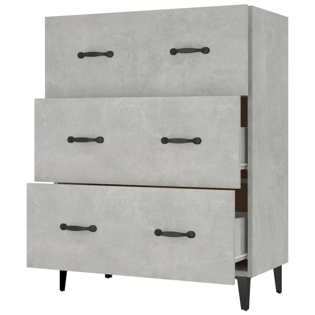Credenza Grigio Cemento 69,5x34x90 cm in Legno Multistrato 812163