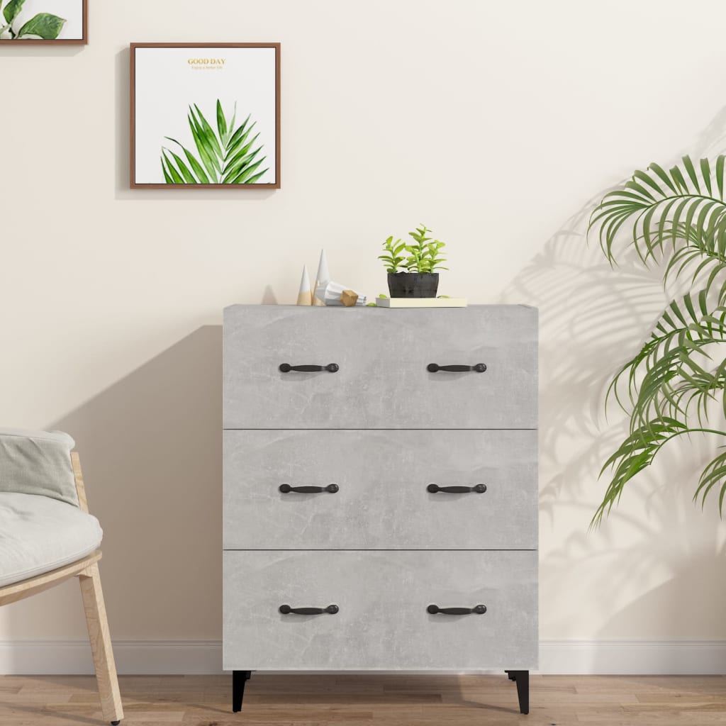 Credenza Grigio Cemento 69,5x34x90 cm in Legno Multistrato 812163