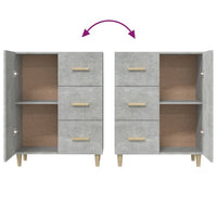 Credenza Grigio Cemento 69,5x34x90 cm in Legno Multistrato 812172