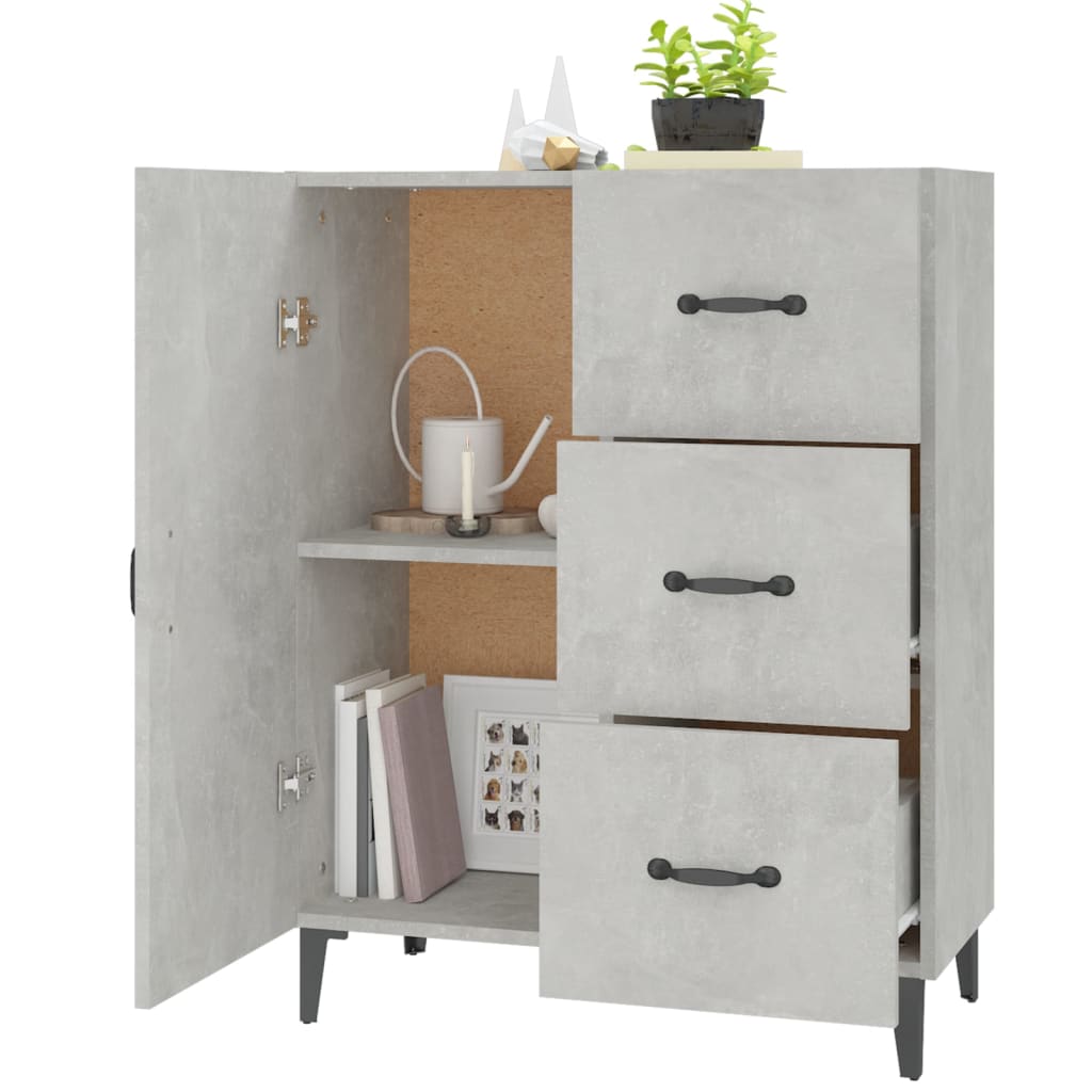 Credenza Grigio Cemento 69,5x34x90 cm in Legno Multistrato 812181