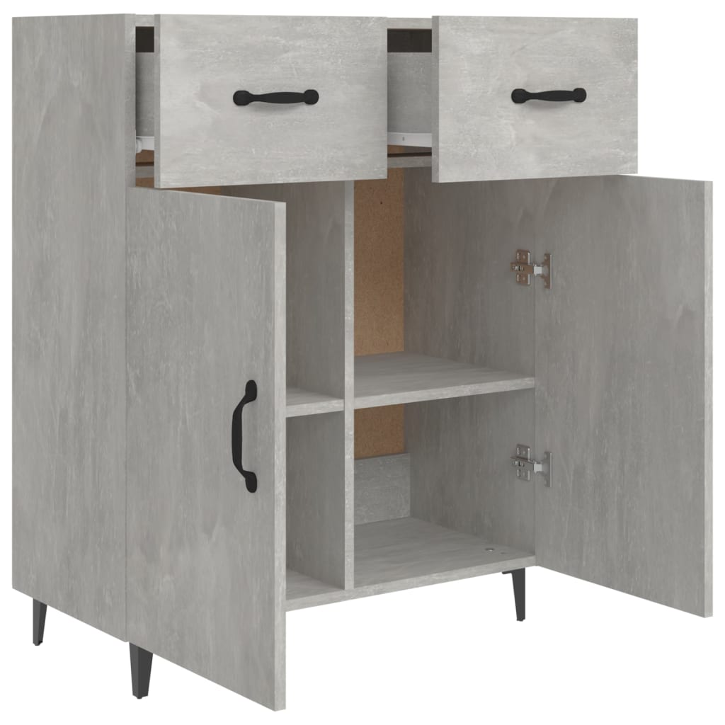 Credenza Grigio Cemento 69,5x34x90 cm in Legno Multistrato 812199