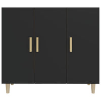 Credenza-Buffet-Armadio da cucina Nera 90x34x80 cm in Legno Multistrato