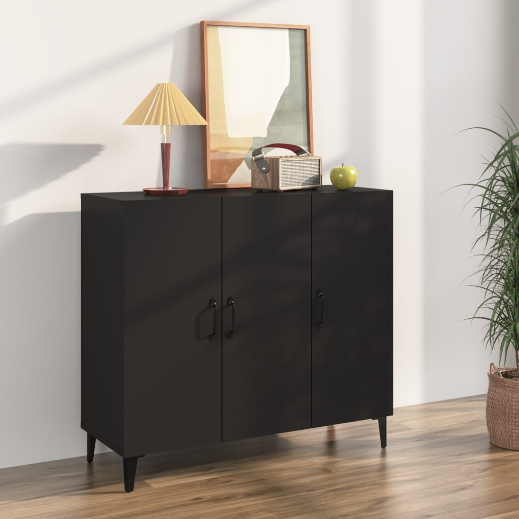 Credenza Nera 90x34x80 cm in Legno Multistrato cod mxl 9286