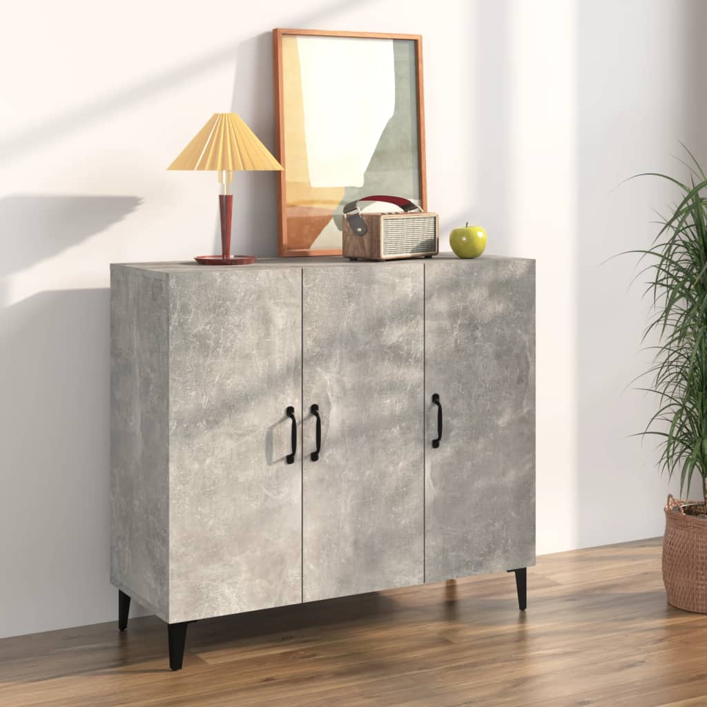 Credenza-Buffet-Armadio da cucina Grigio Cemento 90x34x80 cm in Legno Multistrato 615885