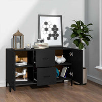 Credenza-Buffet-Armadio da cucina Nera 100x36x60 cm in Legno Multistrato