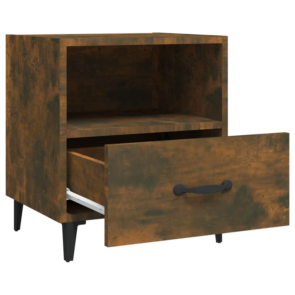 Comodini 2 pz Rovere Fumo in Legno Multistrato 817304