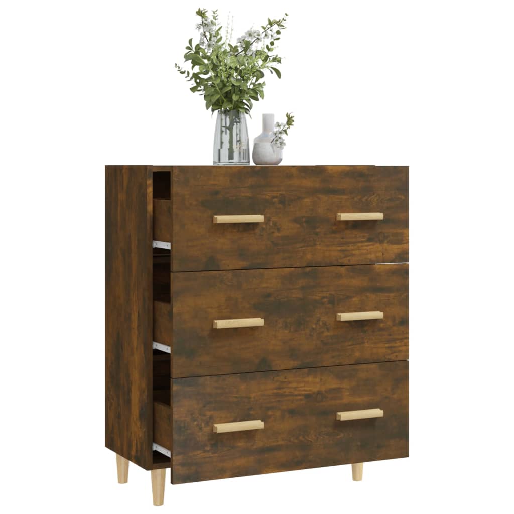 Credenza Rovere Fumo 70x34x90 cm in Legno Multistrato 817345