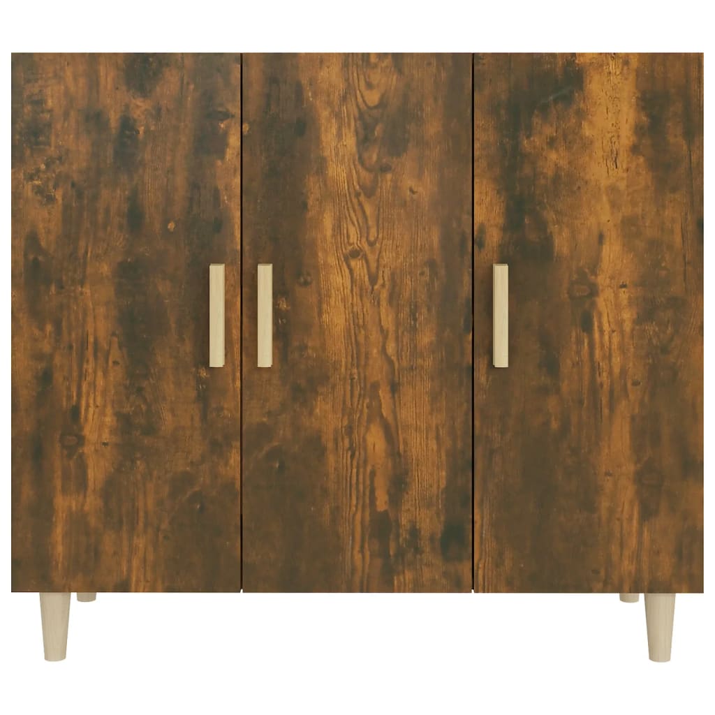 Credenza Rovere Fumo 90x34x80 cm in Legno Multistrato 817459