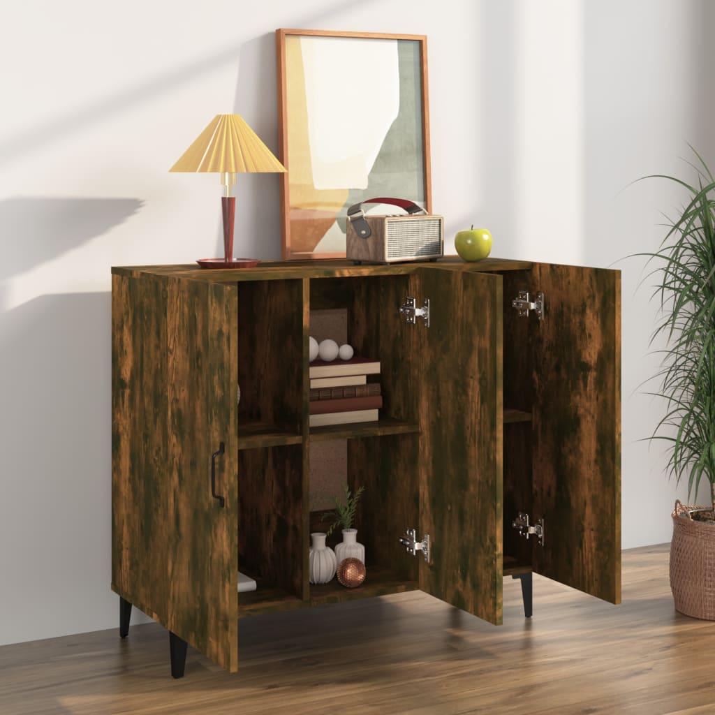 Credenza-Buffet-Armadio da cucina Rovere Fumo 90x34x80 cm in Legno Multistrato