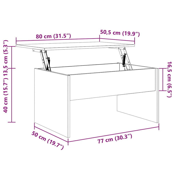 Tavolino Rovere Fumo 80x50,5x41,5 cm in Legno Multistrato cod mxl 13252