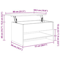 Tavolino da Salotto Rovere Fumo 80x50x40 cm Legno Multistrato