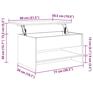Tavolino da Salotto-Tavolino da soggiorno-Tavolo Rovere Fumo 80x50x40 cm Legno Multistrato 253090