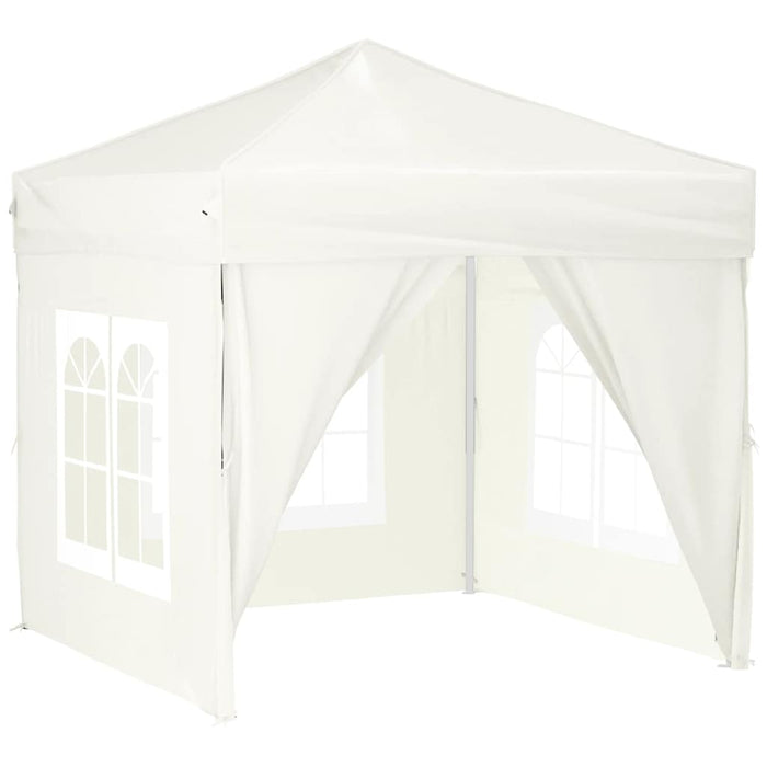 Tenda per Feste Pieghevole con Pareti Laterali Crema 2x2 m