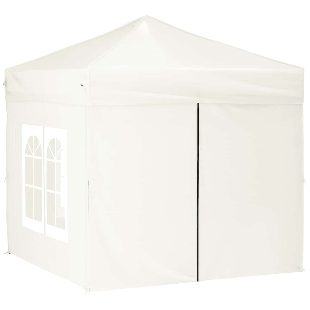 Tenda per Feste Pieghevole con Pareti Laterali Crema 2x2 m