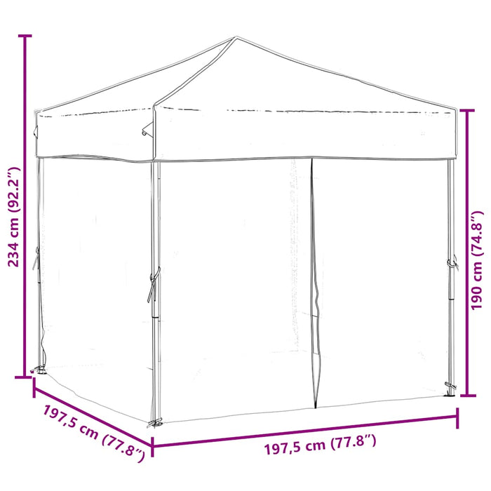 Tenda per Feste Pieghevole con Pareti Laterali Crema 2x2 m