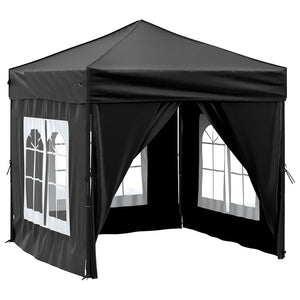 Tenda per Feste Pieghevole con Pareti Laterali Nero 2x2 m 93504