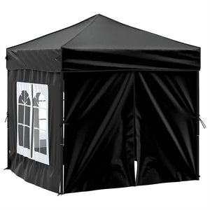 Tenda per Feste Pieghevole con Pareti Laterali Nero 2x2 m 93504