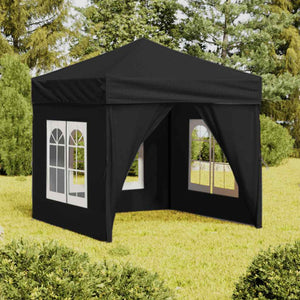 Tenda per Feste Pieghevole con Pareti Laterali Nero 2x2 m 93504