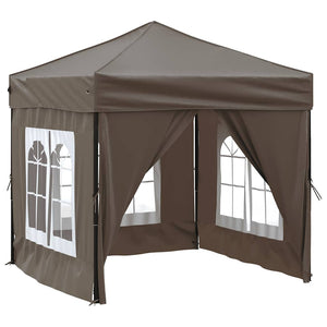 Tenda per Feste Pieghevole con Pareti Laterali Tortora 2x2 m 93505
