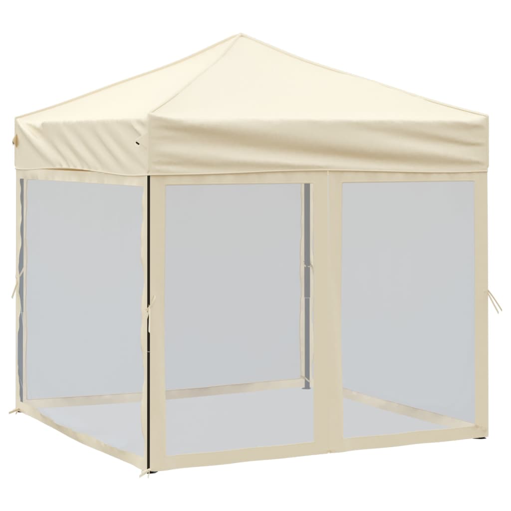 Tenda per Feste Pieghevole con Pareti Laterali Crema 2x2 m