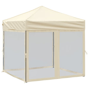 Tenda per Feste Pieghevole con Pareti Laterali Crema 2x2 m