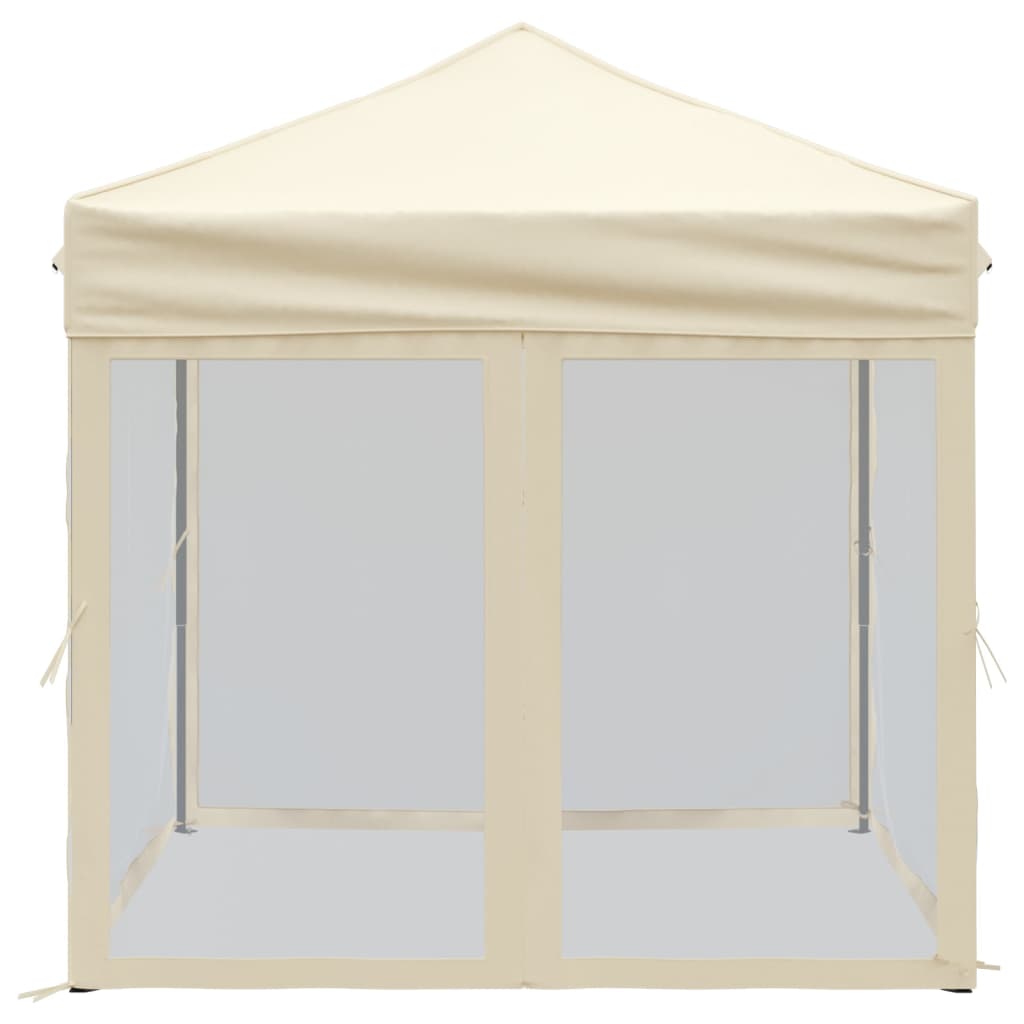 Tenda per Feste Pieghevole con Pareti Laterali Crema 2x2 m