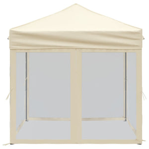 Tenda per Feste Pieghevole con Pareti Laterali Crema 2x2 m