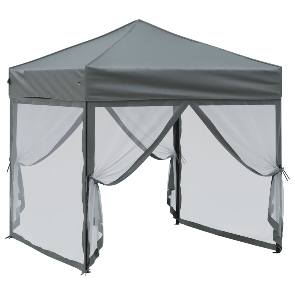 Tenda per Feste Pieghevole con Pareti Laterali Antracite 2x2 m