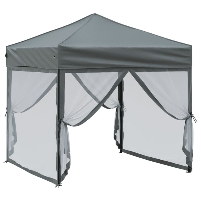 Tenda per Feste Pieghevole con Pareti Laterali Antracite 2x2 m