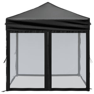 Tenda per Feste Pieghevole con Pareti Laterali Nero 2x2 m