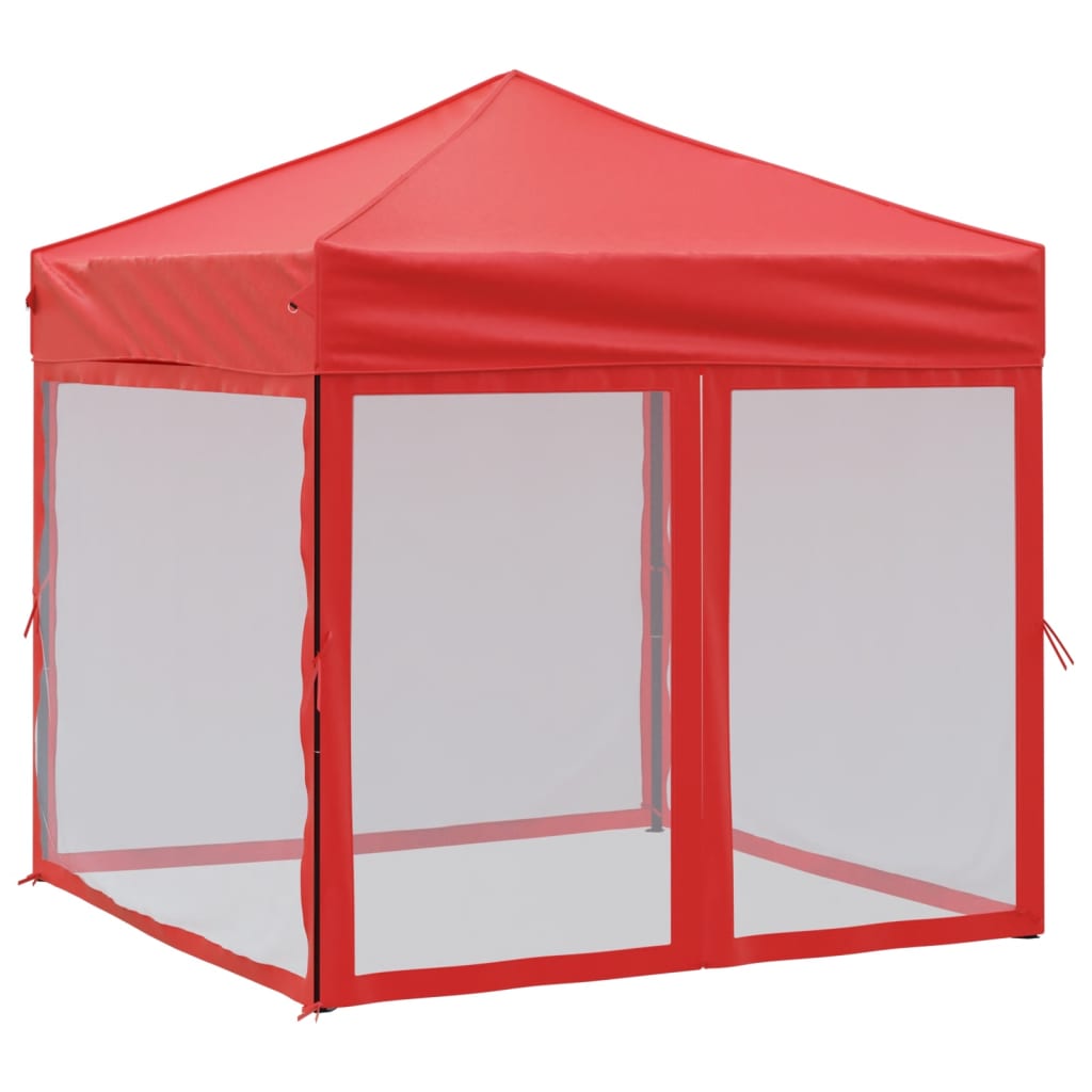 Tenda per Feste Pieghevole con Pareti Laterali Rosso 2x2 m