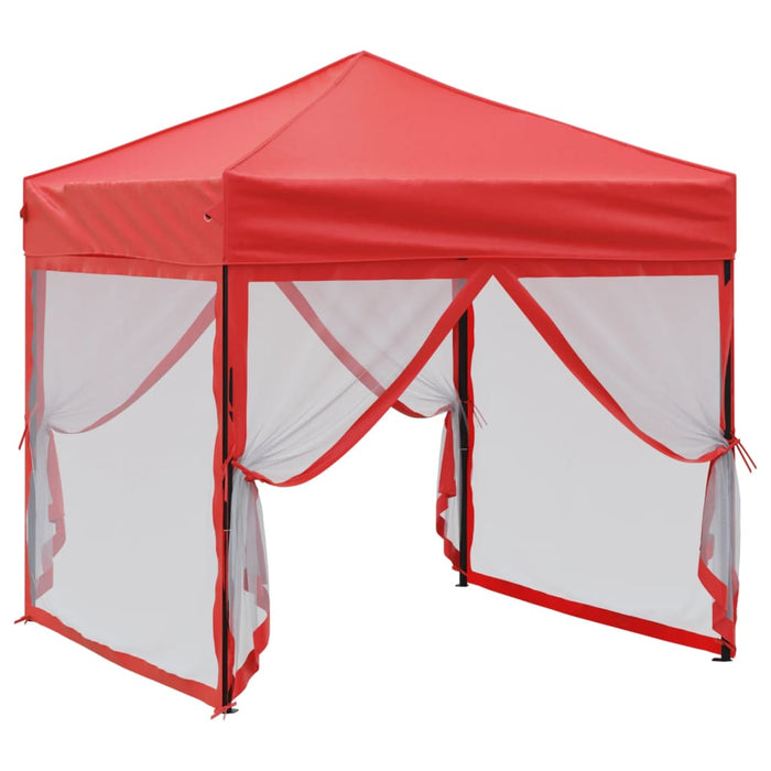 Tenda per Feste Pieghevole con Pareti Laterali Rosso 2x2 m
