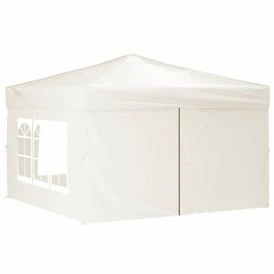Tenda per Feste Pieghevole con Pareti Laterali Crema 3x3 m