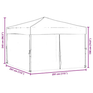 Tenda per Feste Pieghevole con Pareti Laterali Crema 3x3 m