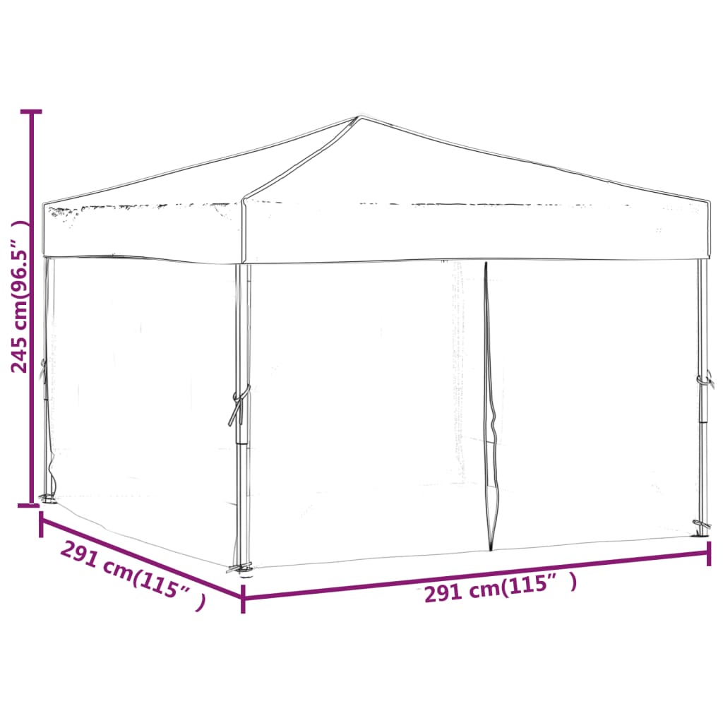 Tenda per Feste Pieghevole con Pareti Laterali Crema 3x3 m 93522