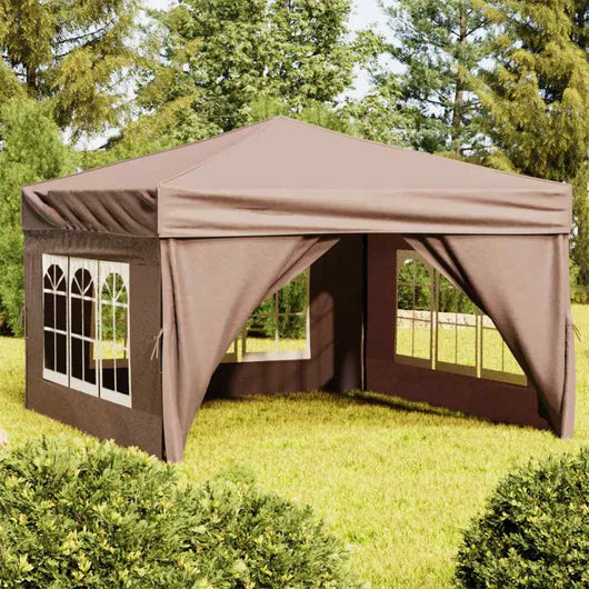 Tenda per Feste Pieghevole con Pareti Laterali Tortora 3x3 m 93526