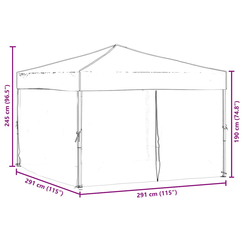 Tenda per Feste Pieghevole con Pareti Laterali Rosso 3x3 m cod mxl 71872