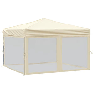 Tenda per Feste Pieghevole con Pareti Laterali Crema 3x3 m 93529
