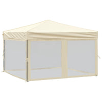 Tenda per Feste Pieghevole con Pareti Laterali Crema 3x3 m