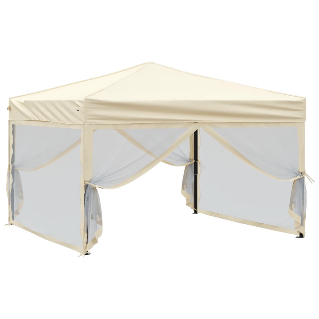 Tenda per Feste Pieghevole con Pareti Laterali Crema 3x3 m 93529